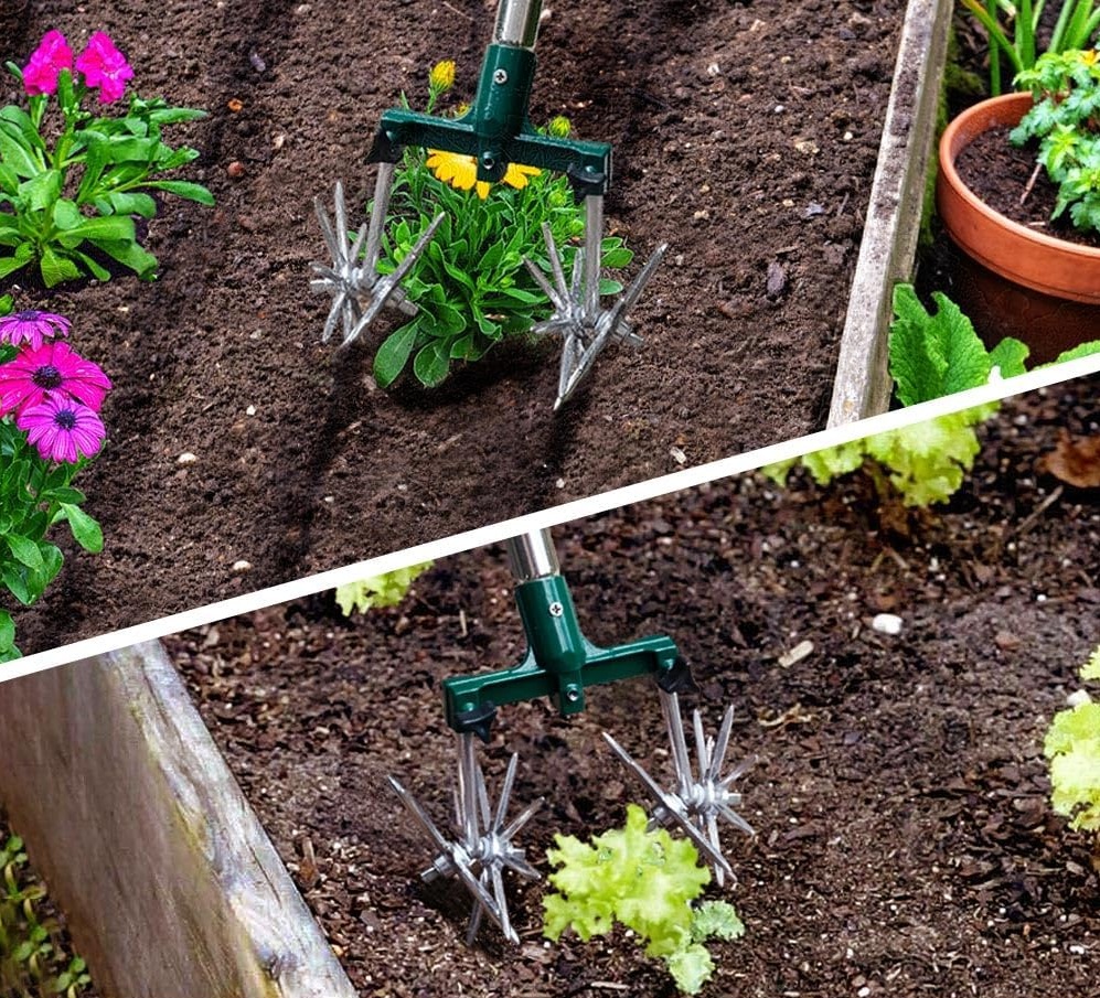 praktický ručný záhradný kultivátor